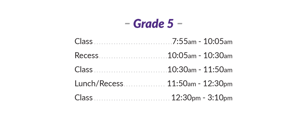 Grade 5 Bell Schedule