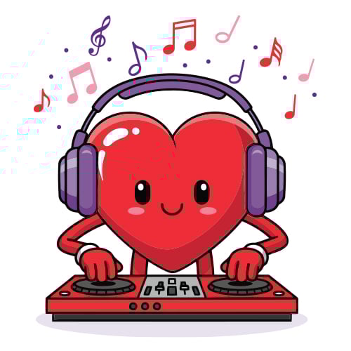 heart dj mixing music