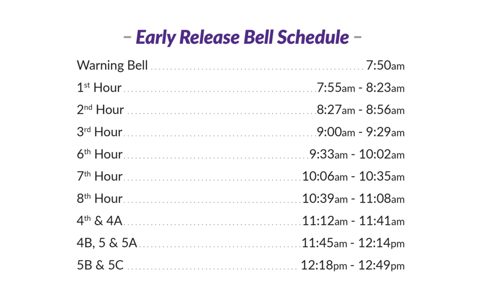 Early Release Bell Schedule