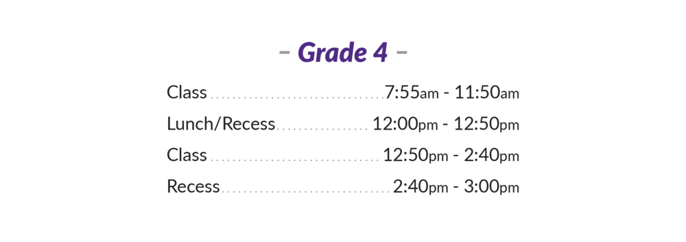 Grade 4 Bell Schedule